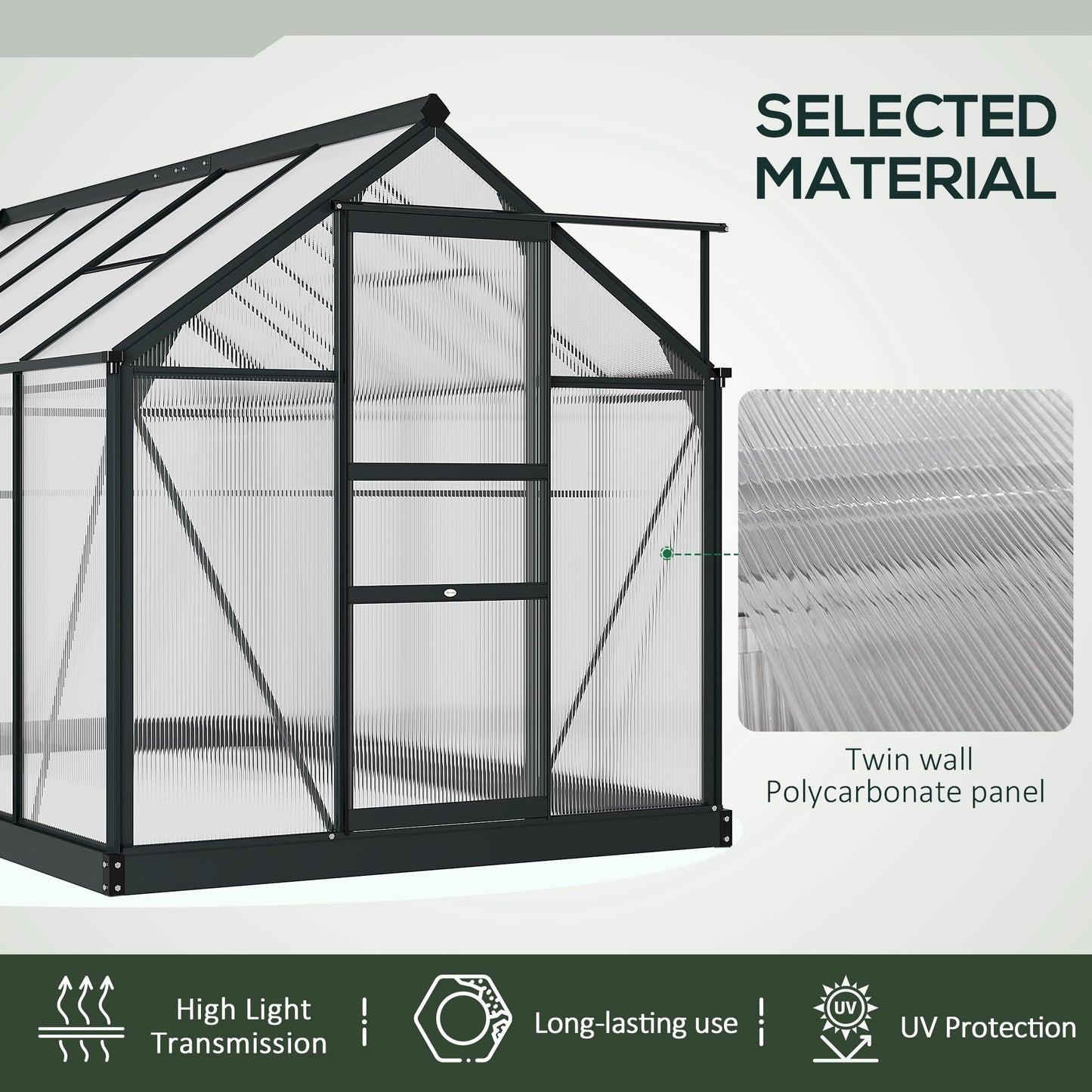 6.2' x 10.3' x 6.6' Outdoor Greenhouse with Walk-in Vent Door for Backyard Garden