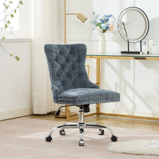Modern Chenille Upholstered Tufted Button Home Office Chair