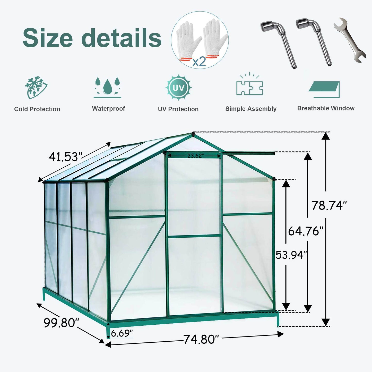 Polycarbonate Greenhouse 6X8 Ft