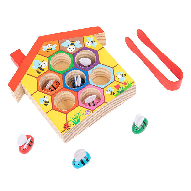 Wooden Children Montessori Education Clamp Toy Hive