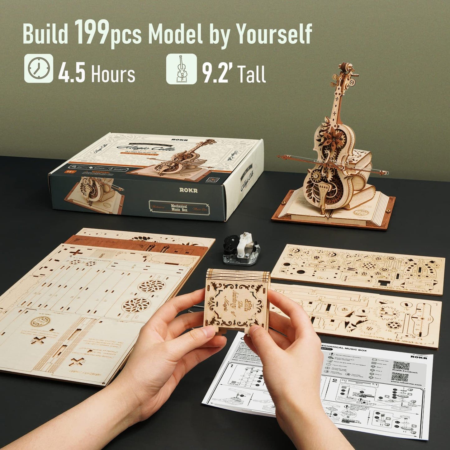 Robotime ROKR Magic Cello Mechanical Music Box