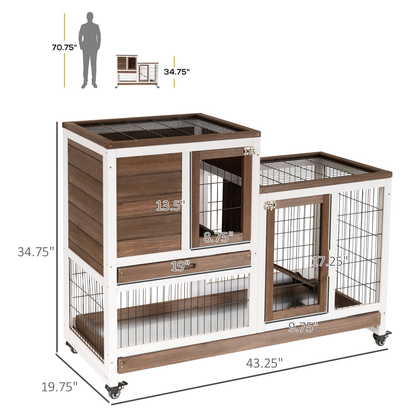 Wooden Rabbit Hutch Elevated