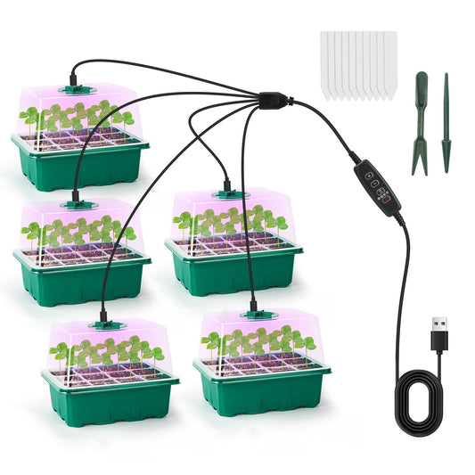 5Packs Seed Starter Tray With Grow Light