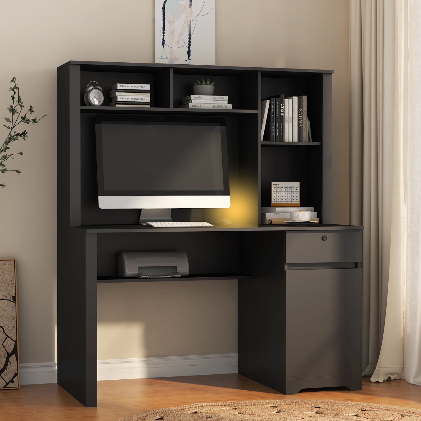 Computer Desk With Hutch & Bookshelf