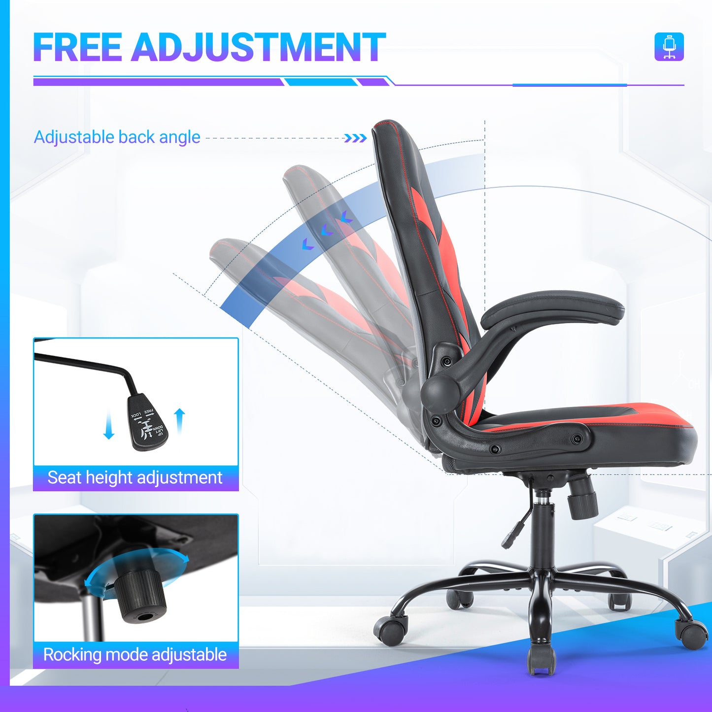Swivel Computer Gaming Chair With Lumbar Support