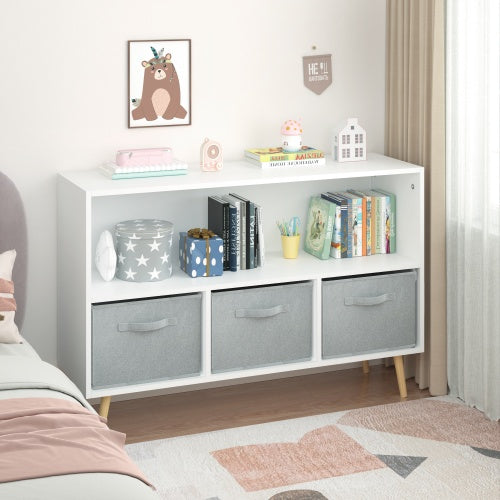 Children's Bookshelf With Foldable Fabric Drawers