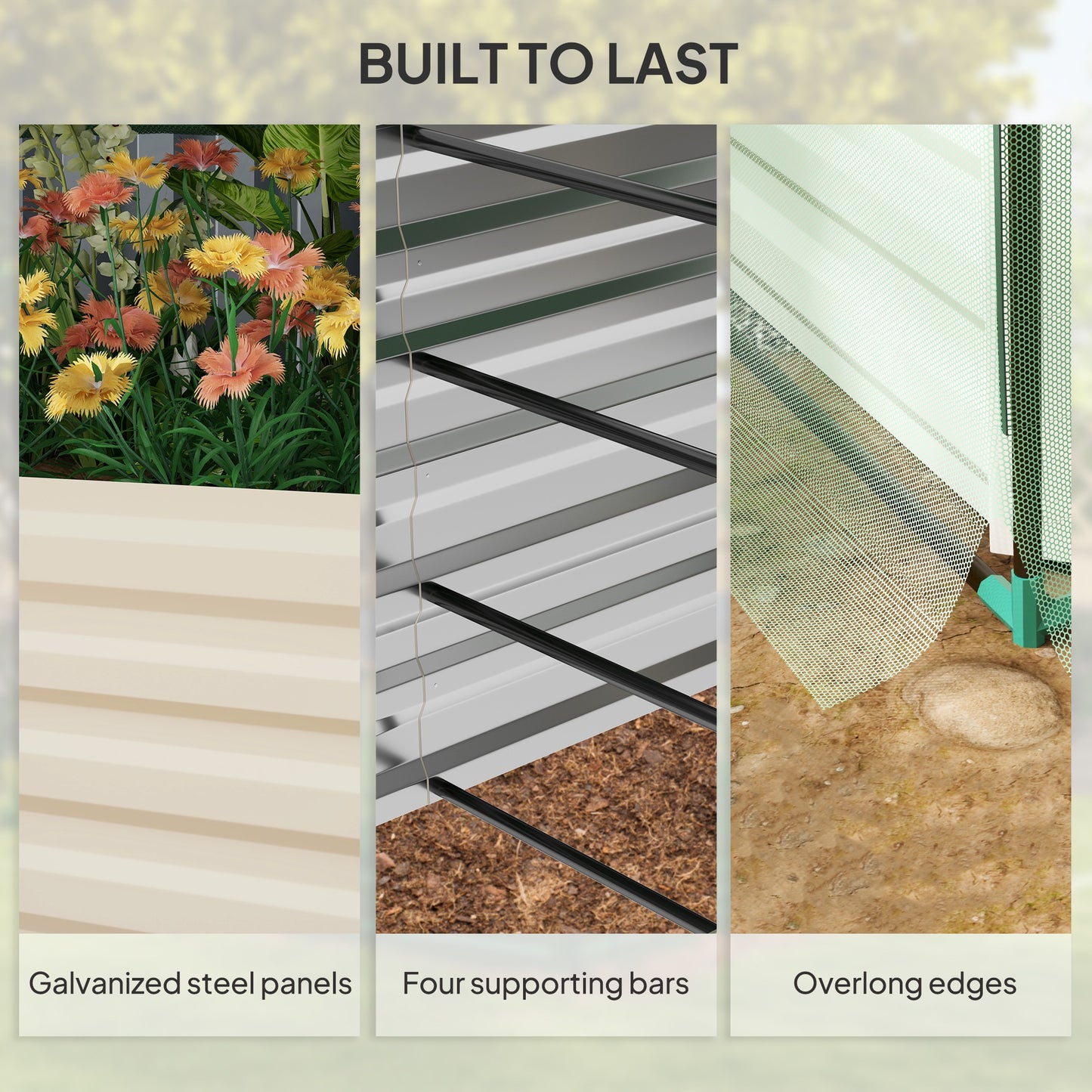 Galvanized Steel Planter Box with Crop Cage and Shade Cloth, Raised Garden Bed