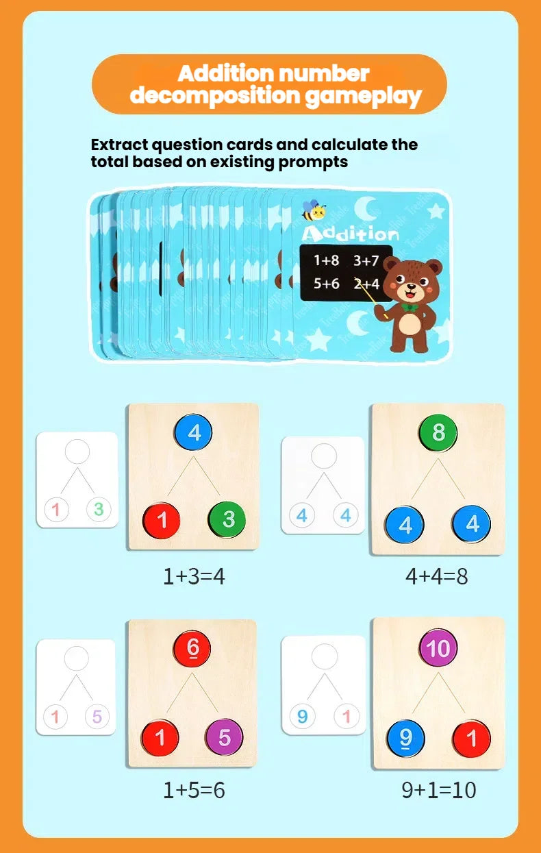 Math Wooden Montessori Number Cognition Counting Board