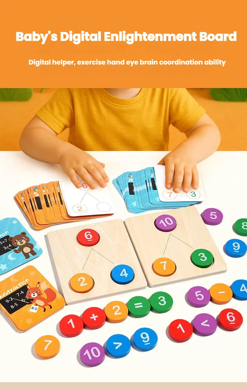 Math Wooden Montessori Number Cognition Counting Board