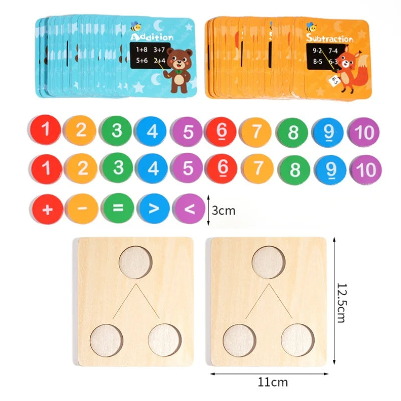 Math Wooden Montessori Number Cognition Counting Board