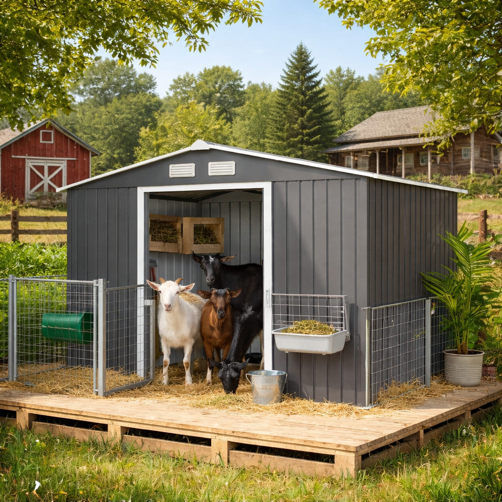 Large Outdoor Livestock Shed, 9x6 for Goats, Sheep, Pigs