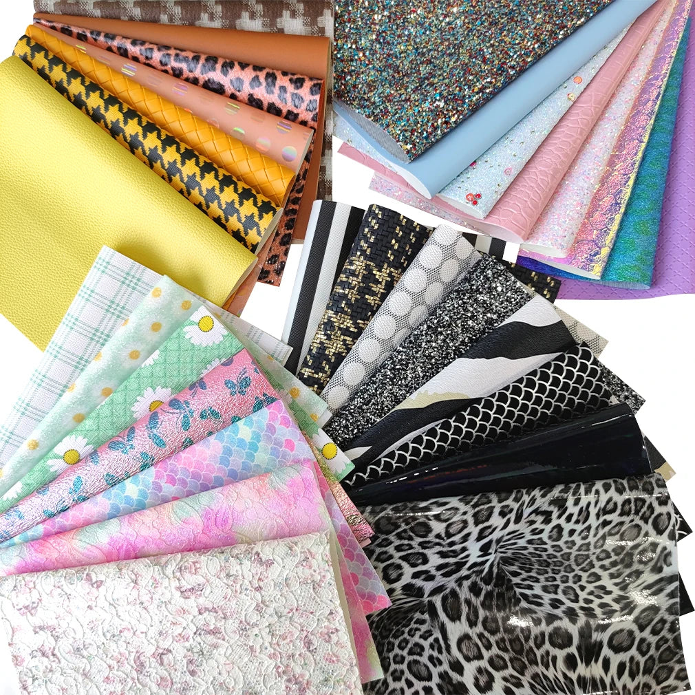 30pcs 8x12 Inch Mix A4 Random Printed Sewing Machine Faux Leather Sheets/Set for Making Earring Hair Bow sewing