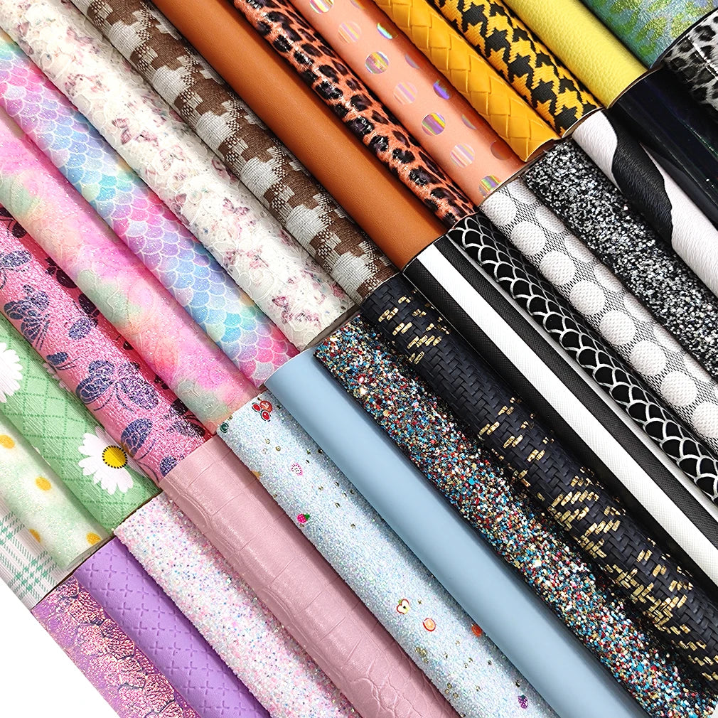 30pcs 8x12 Inch Mix A4 Random Printed Sewing Machine Faux Leather Sheets/Set for Making Earring Hair Bow sewing