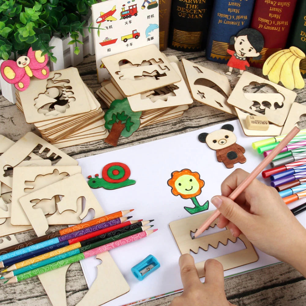 100pcs wooden Craft Stencils