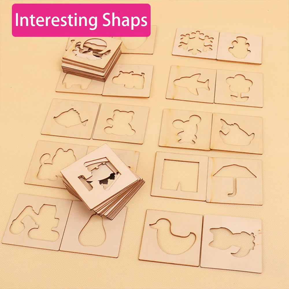 100pcs wooden Craft Stencils