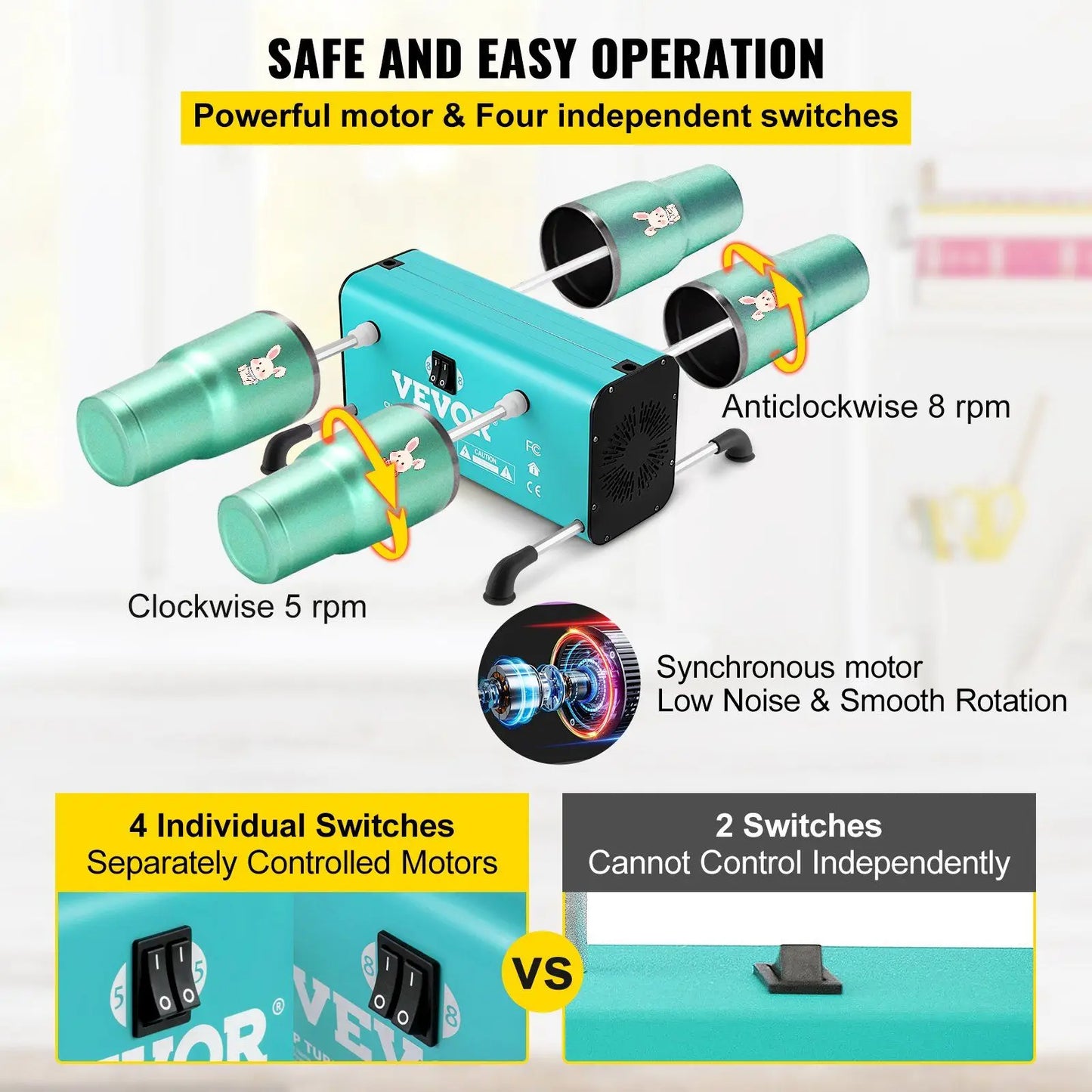 4 Cup Turner 2 Speeds Multiple Tumbler Spinner Rotator Machine epoxy Kit