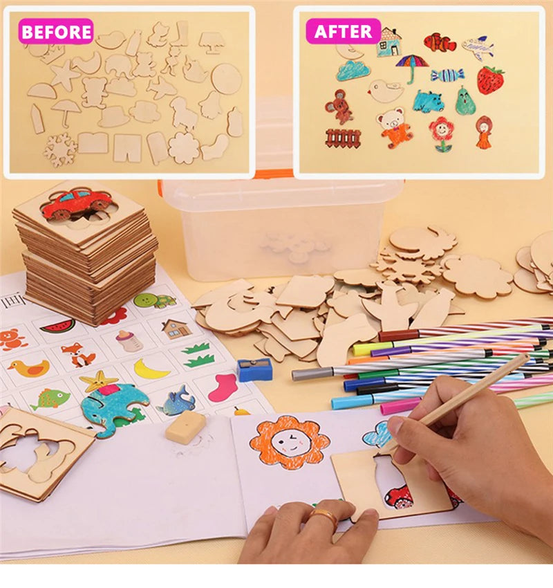 100pcs wooden Craft Stencils