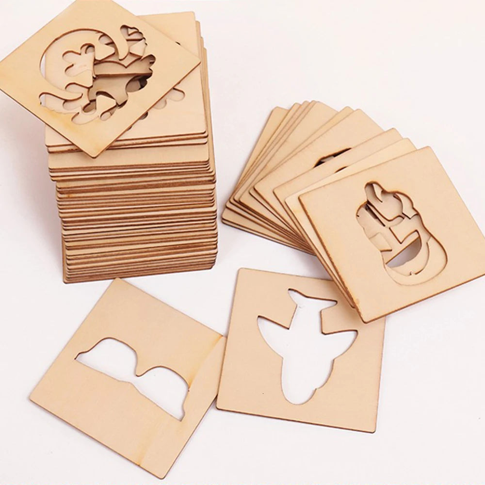 100pcs wooden Craft Stencils