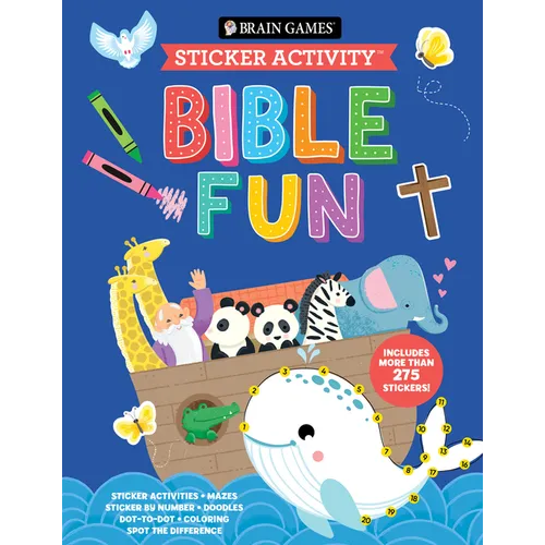 Brain Games - Sticker Activity: Bible Fun - For Ages 3-6 Coloring, Mazes, Sticker by Number, Dot-To-Dot & More Christian Activity Book Gift for Presch