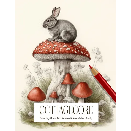 Cottagecore: Coloring Book for Adults and Teens Filled with Mushrooms, Cats, Frogs, Flowers, and More for Stress Relief, Mindfulnes