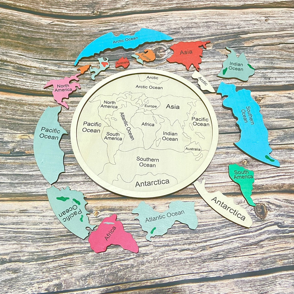 Wooden Seven Continents Puzzle