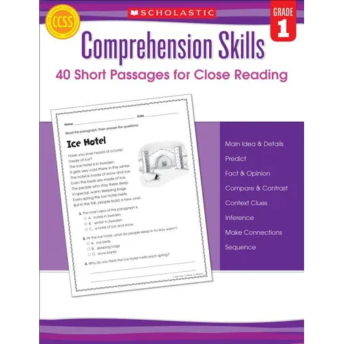 Comprehension Skills: 40 Short Passages for Close Reading: Grade 1