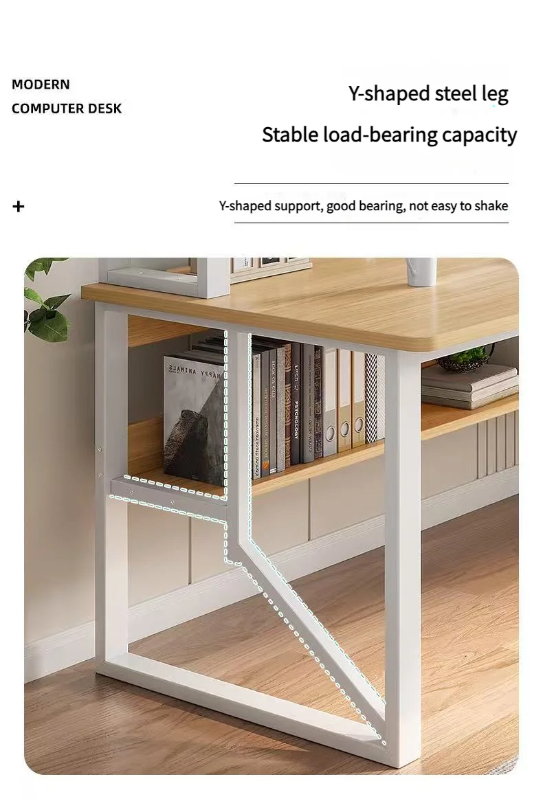 Modern Integrated Desk And Bookshelf