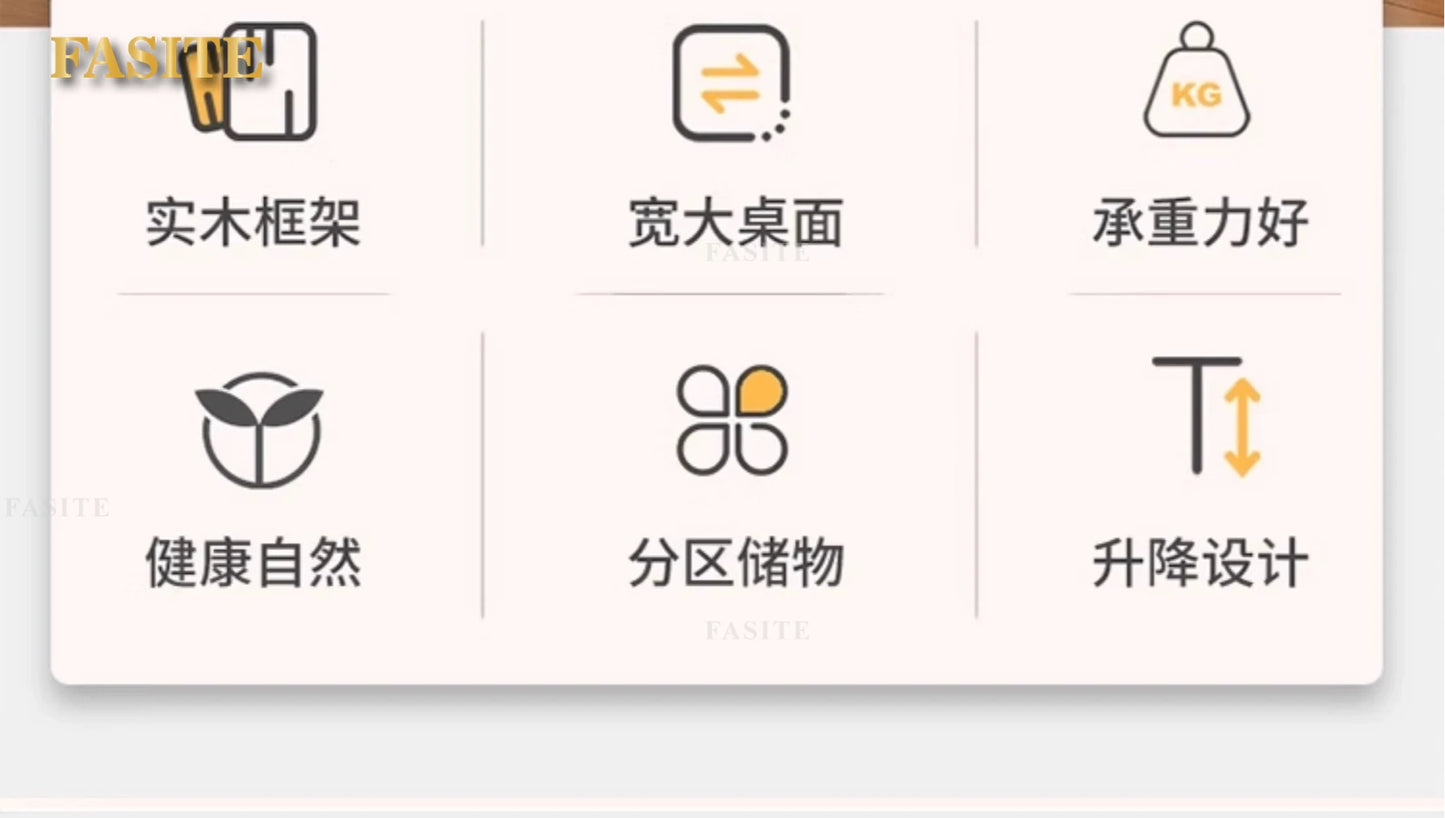 Solid wood desk bookshelf integrated with chair