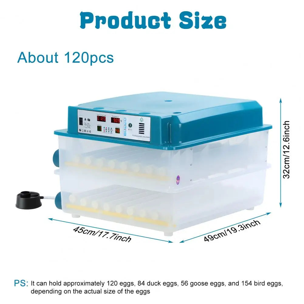 120 Eggs Smart Incubation Machine With Automatic Temperature And Humidity Control, Poultry Hatcher With Egg Turning For Chickens