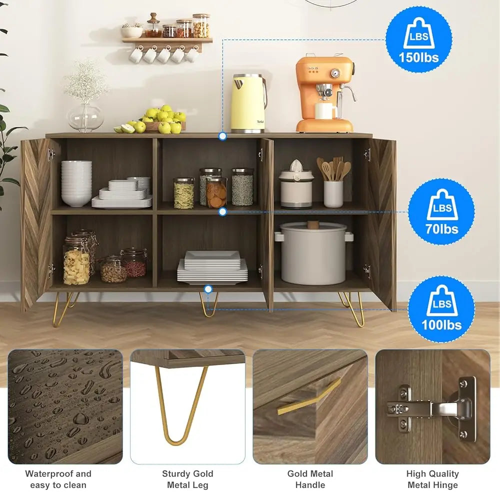 Sideboard Buffet Cabinet,Modern Storage Cabinet With 3 Door