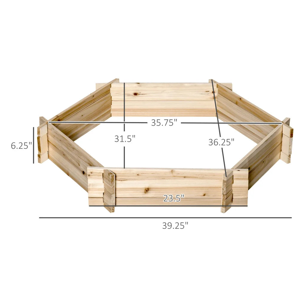 Wooden Raised Garden Bed, Hexagon