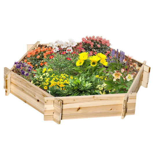 Wooden Raised Garden Bed, Hexagon