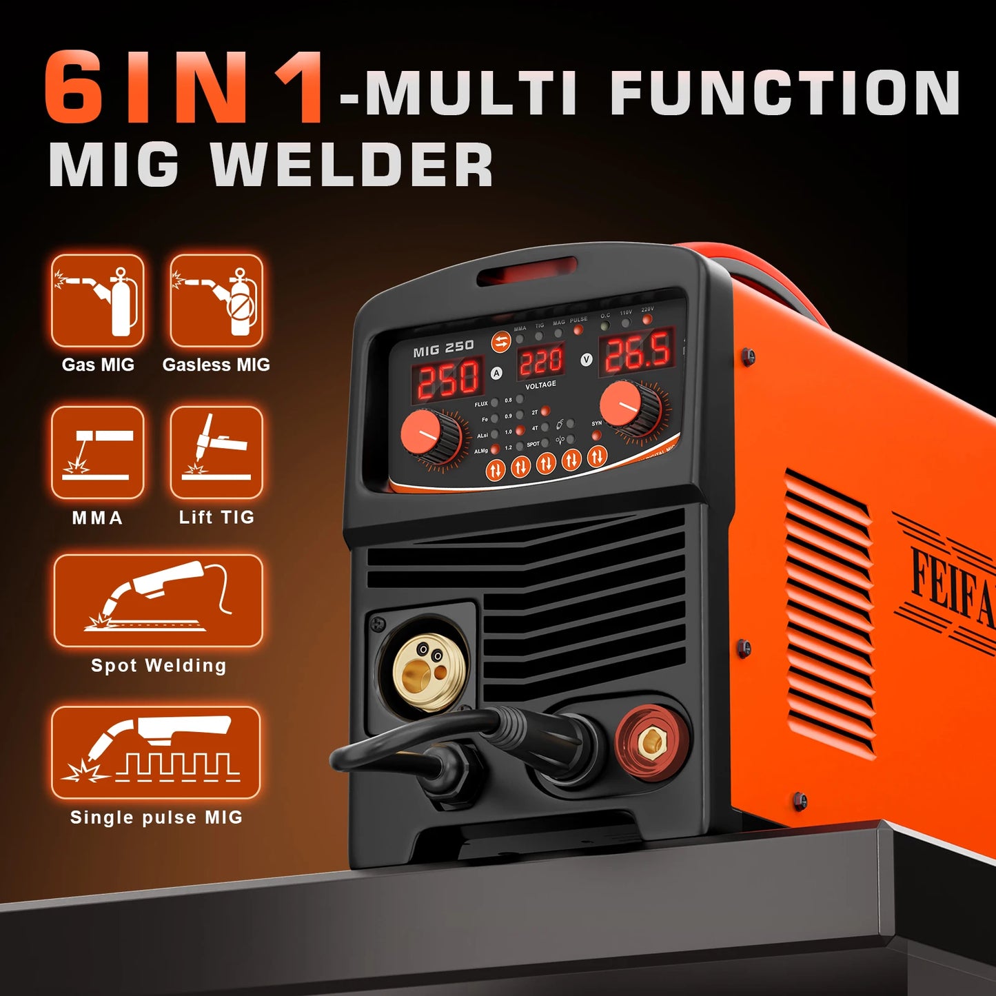 MIG Welder 110V/220V, 6 In 1 Aluminum MIG Welding Machine Metal Craft