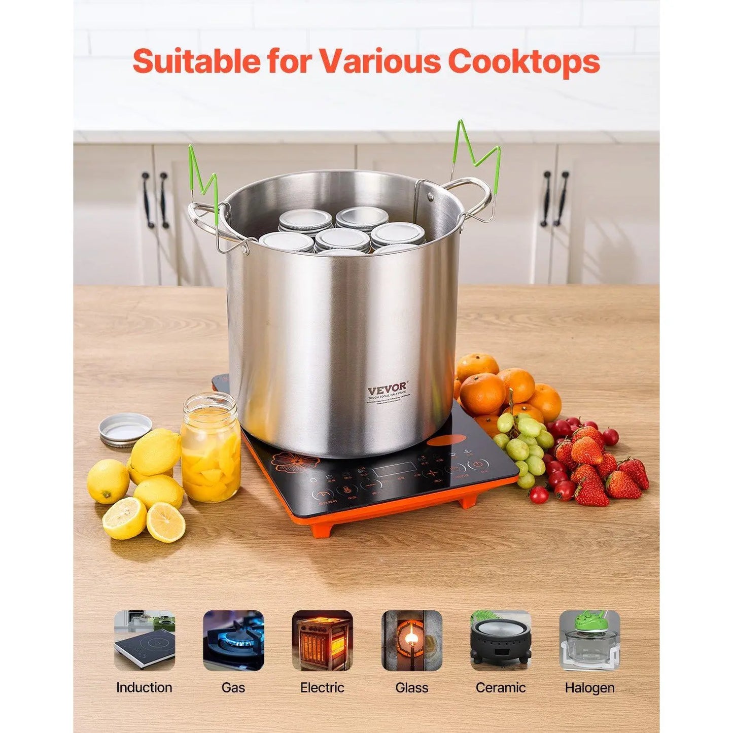 21 QT Stainless Steel Waterbath Canner with Rack and Glass Lid Soup & Stock Pots Canning Pot