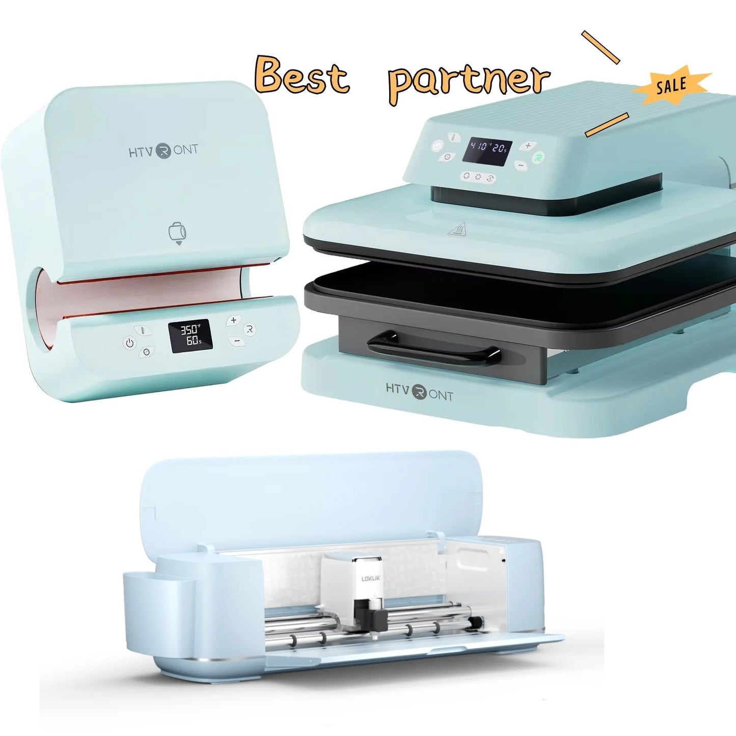 Bundle Auto Heat Press Machine & Tumbler Heat Press & Vinyl Plotter Cutting Machine Craft Bundle