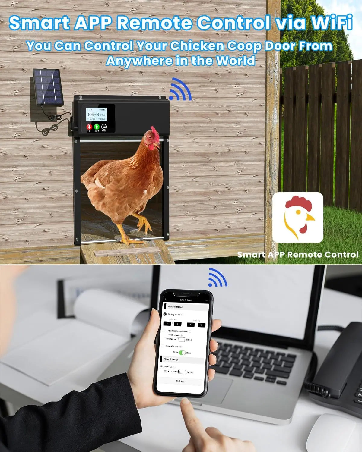 WiFi remote control automatic chicken coop door opener