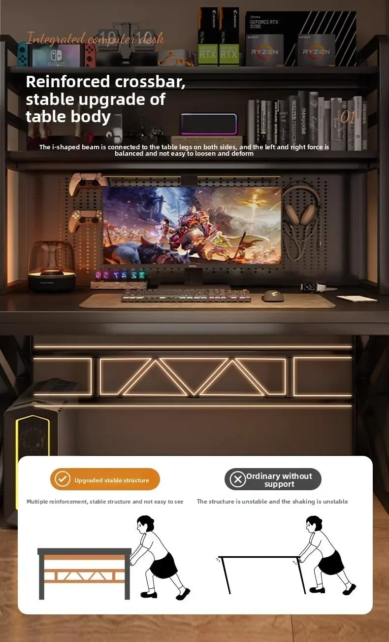 Desk bookshelf integrated desk with hole board