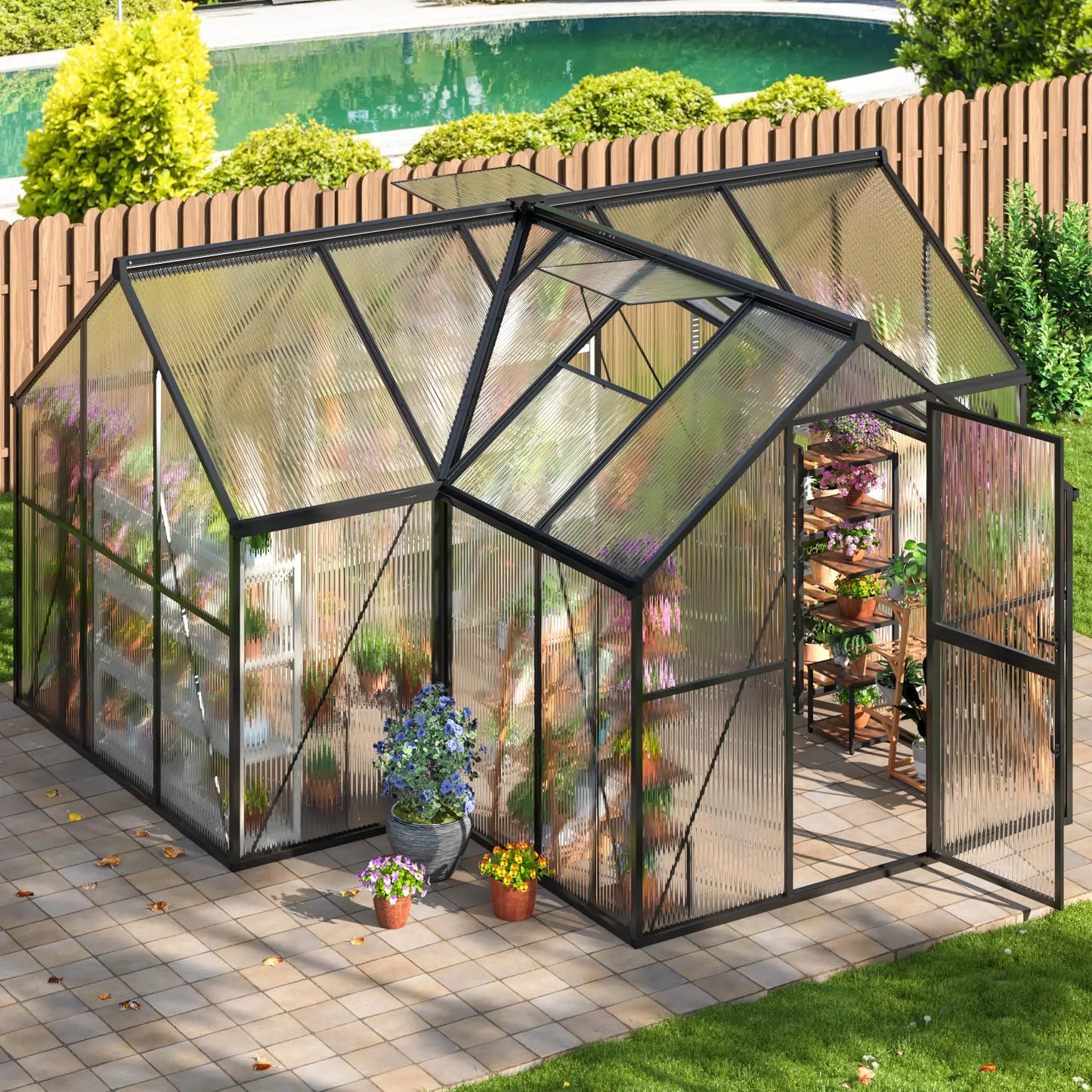 T-Shape 12x12FT Polycarbonate Greenhouse