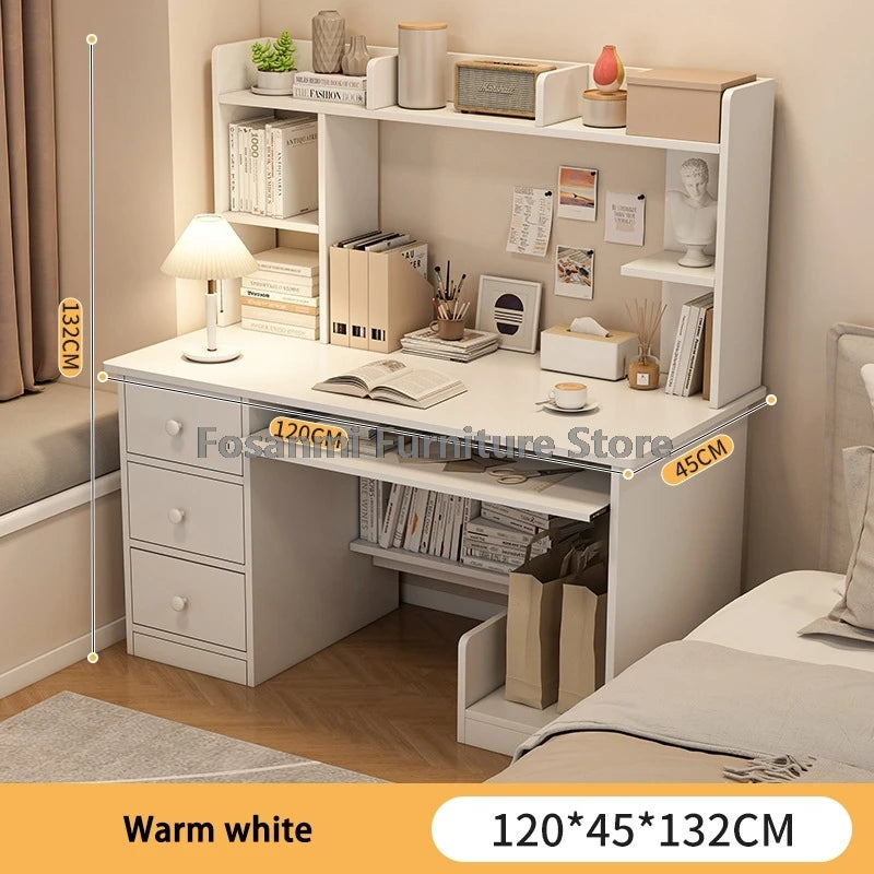 All-in-One Computer Desk with Storage Drawers and Shelf