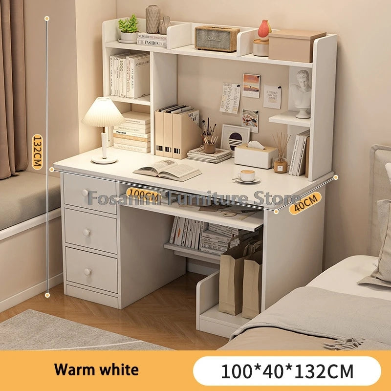 All-in-One Computer Desk with Storage Drawers and Shelf