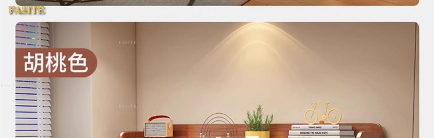 Solid wood desk bookshelf integrated with chair