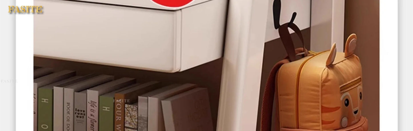 Solid wood desk bookshelf integrated with chair