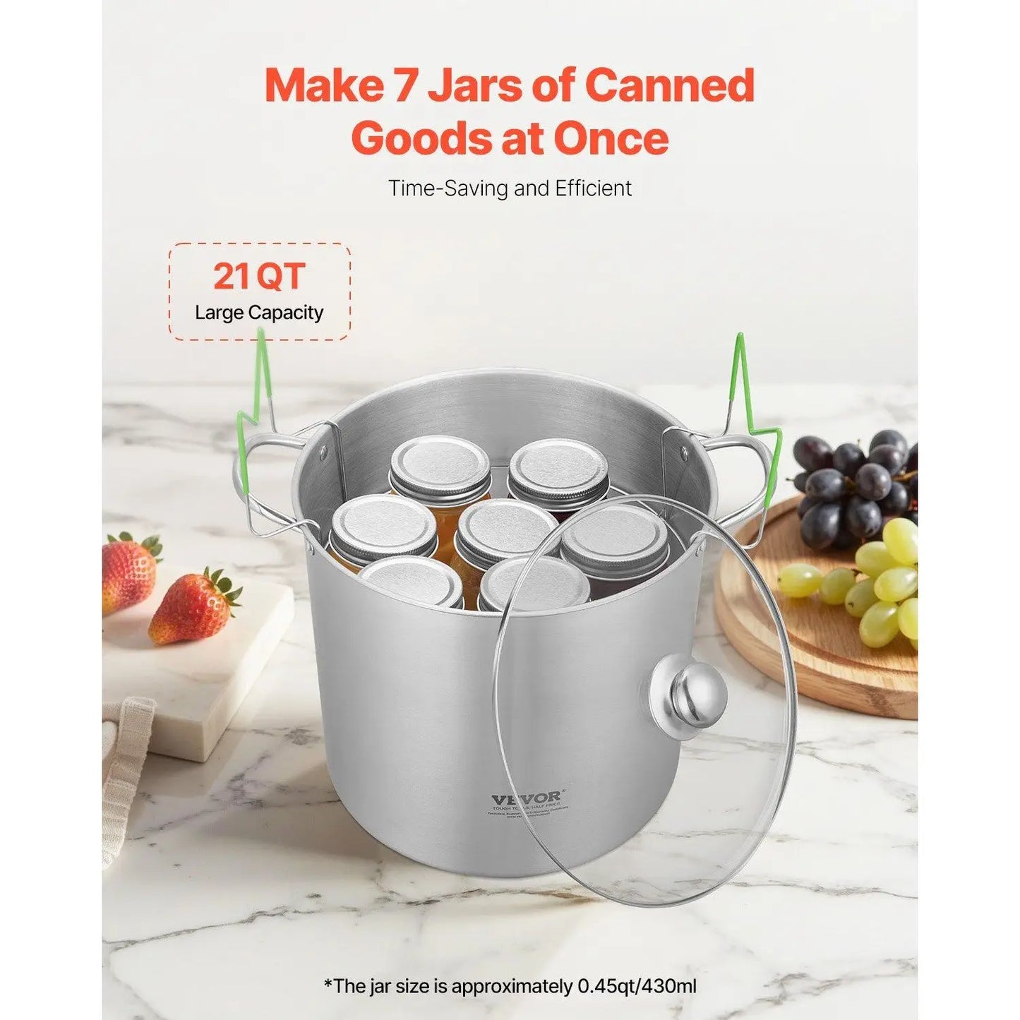 21 QT Stainless Steel Waterbath Canner with Rack and Glass Lid Soup & Stock Pots Canning Pot