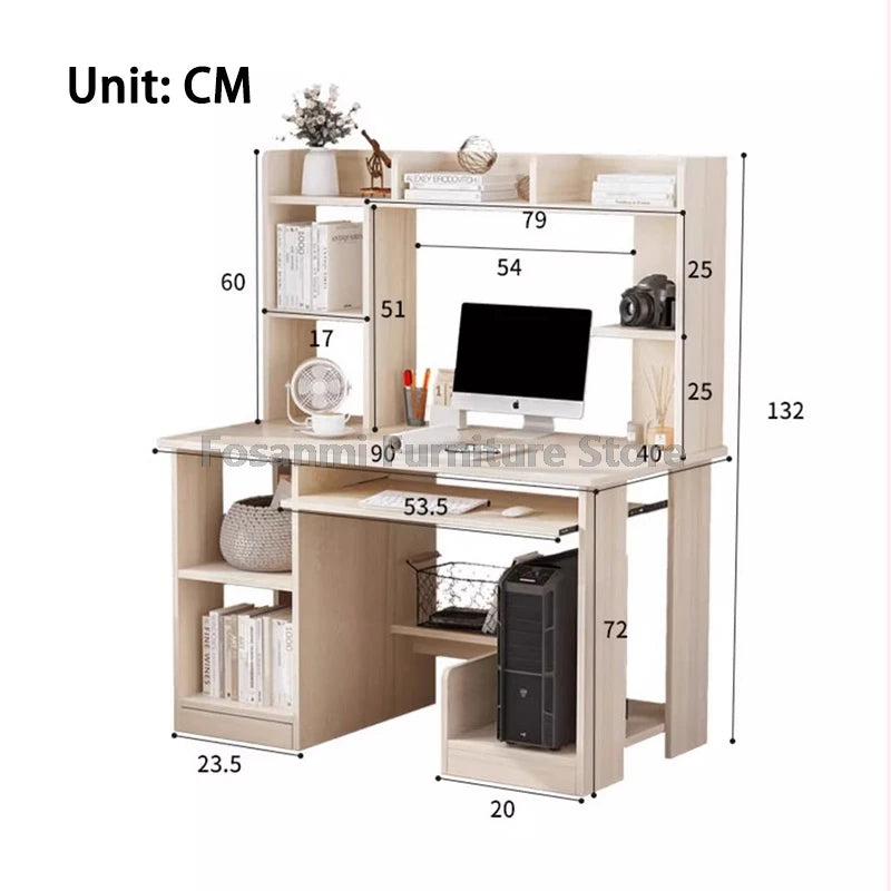 All-in-One Computer Desk with Storage Drawers and Shelf