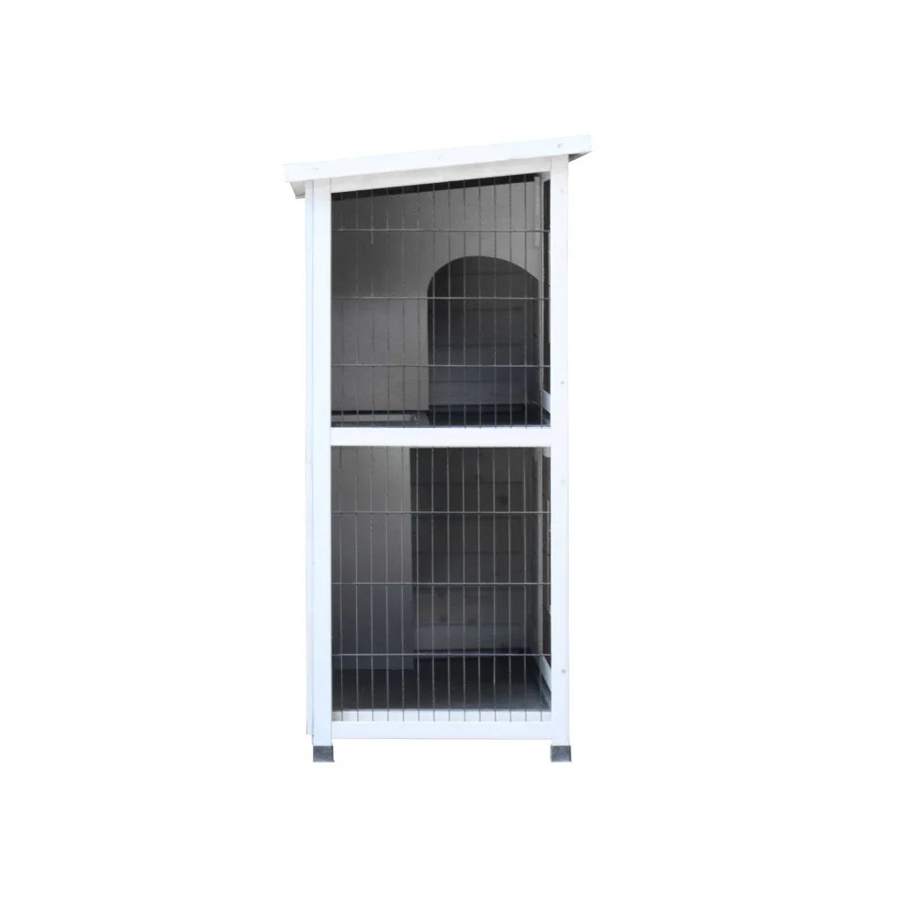 Quail & chick broader, Rabbit Hutch Outdoor, 2-Story Rabbit Cage Indoor with Run, Bunny Cage with 2 Removable No-Leak Trays