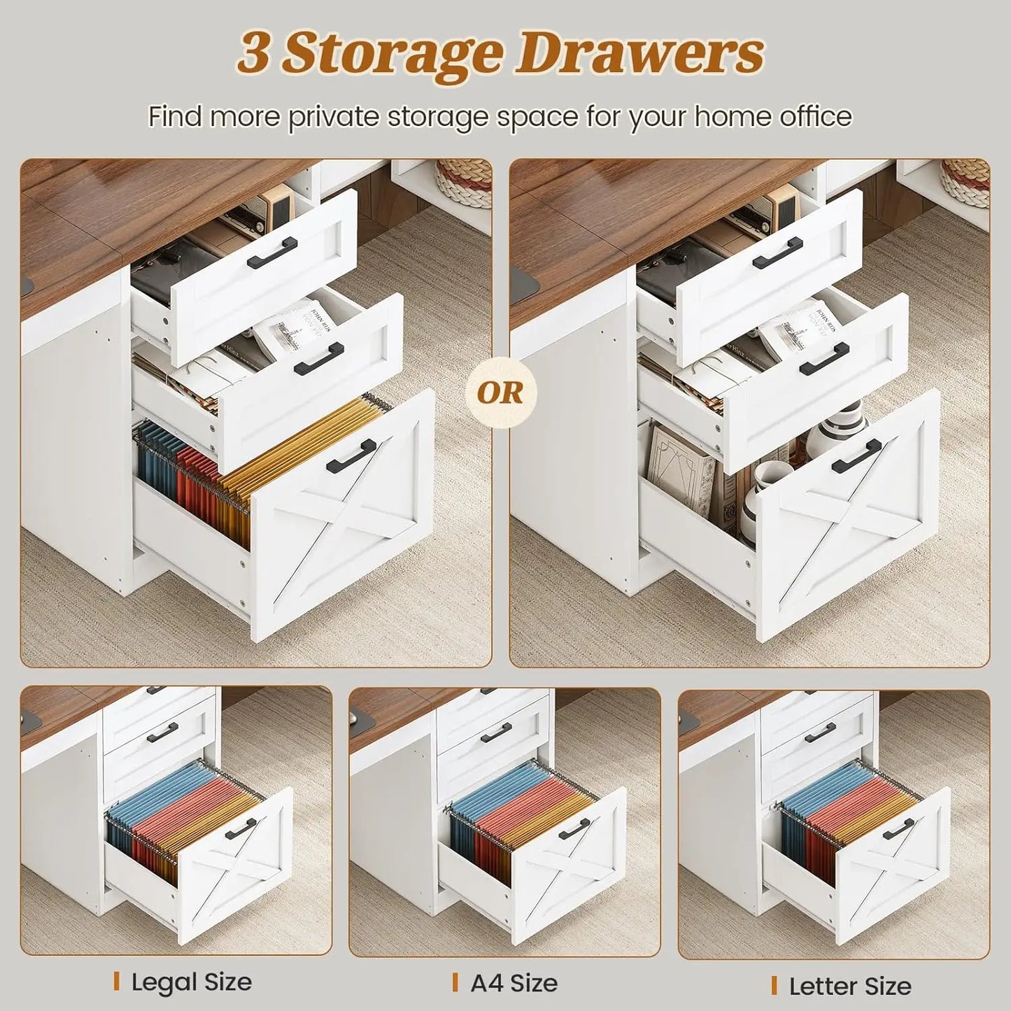 96.5" Computer Desk with Drawers,2 Person Desk