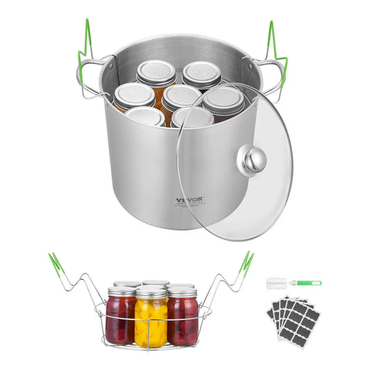 21 QT Stainless Steel Waterbath Canner with Rack and Glass Lid Soup & Stock Pots Canning Pot