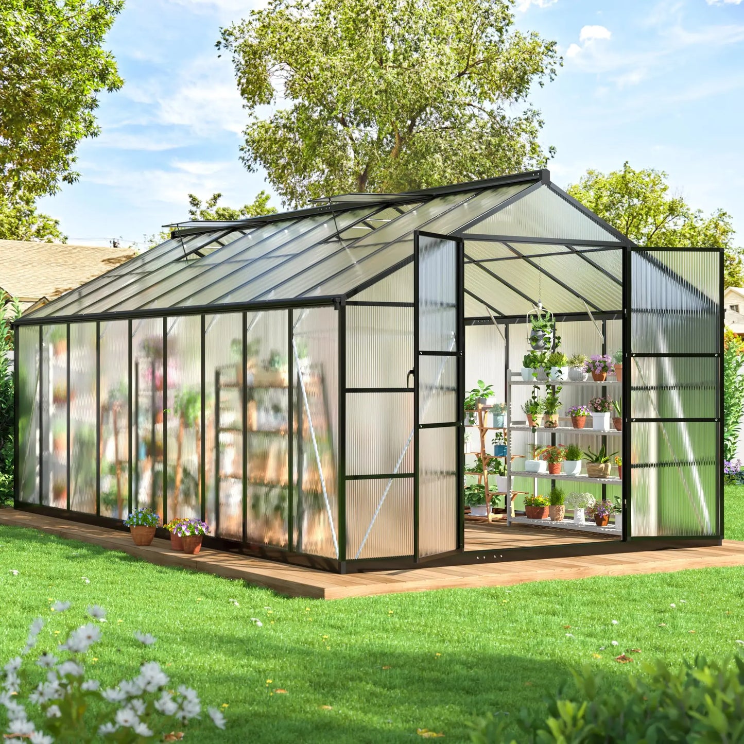 4x6~10x18FT Multi-Size Polycarbonate Greenhouse