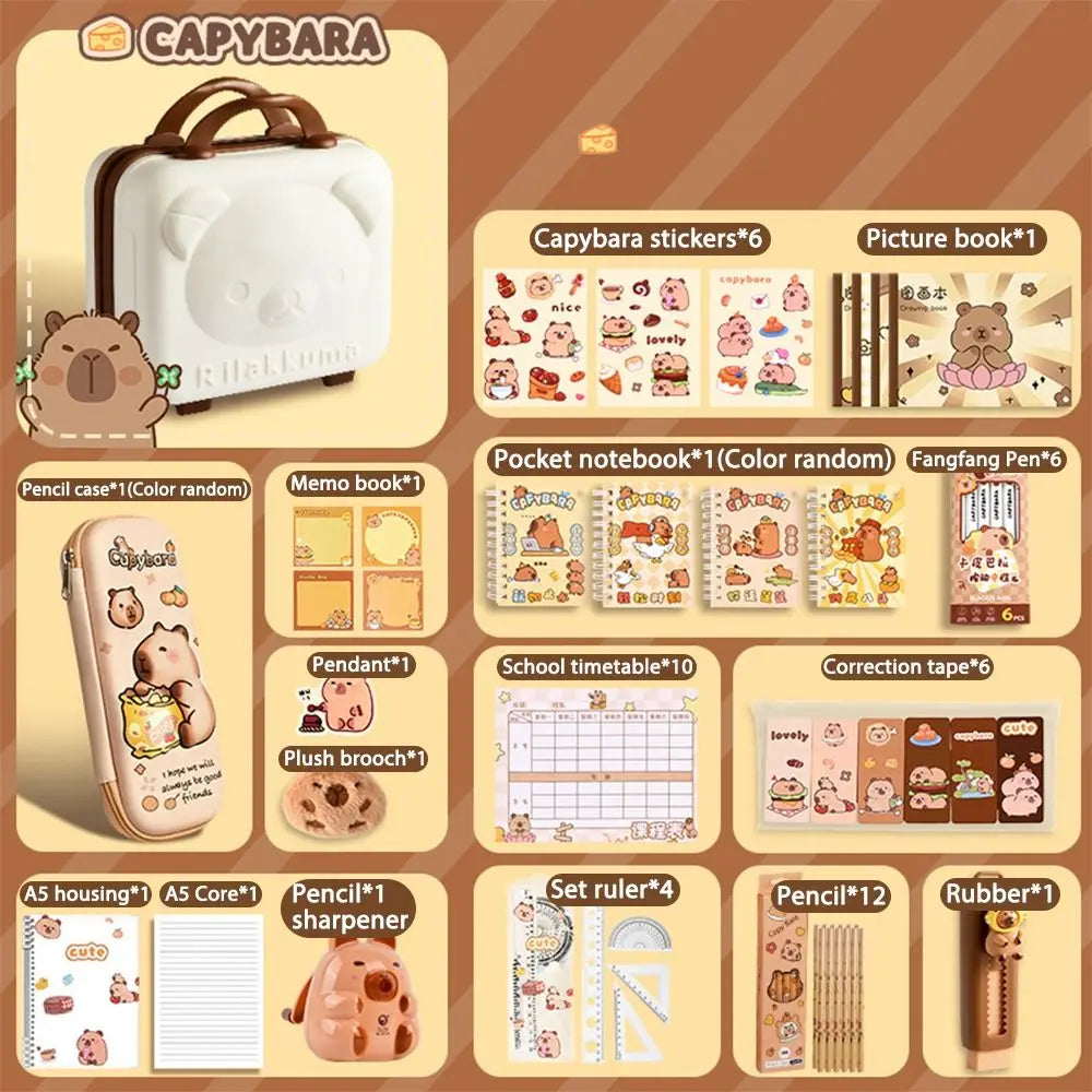 Large Capacity Capybara Stationery Set Pencil Case