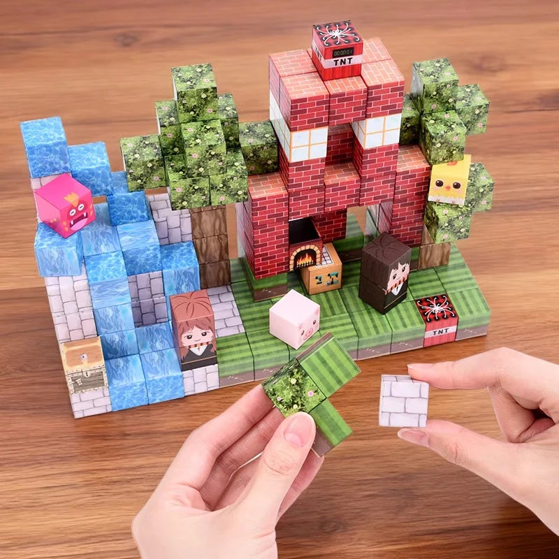 1pc random set of 100-piece small multi-color magnetic building Block Manipulatives